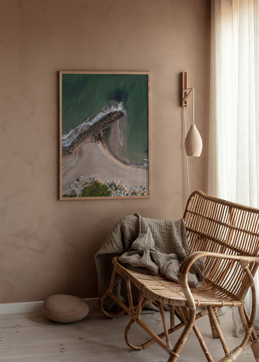 Tisvildeleje mole plakat – Dronefoto af strand og hav