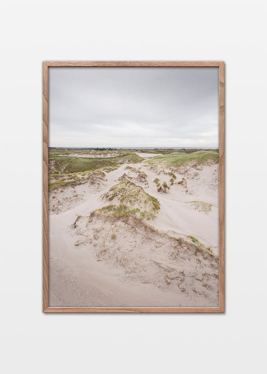 Hvide Sande plakat med lyse klitter og grønt klitgræs ved Vestkysten